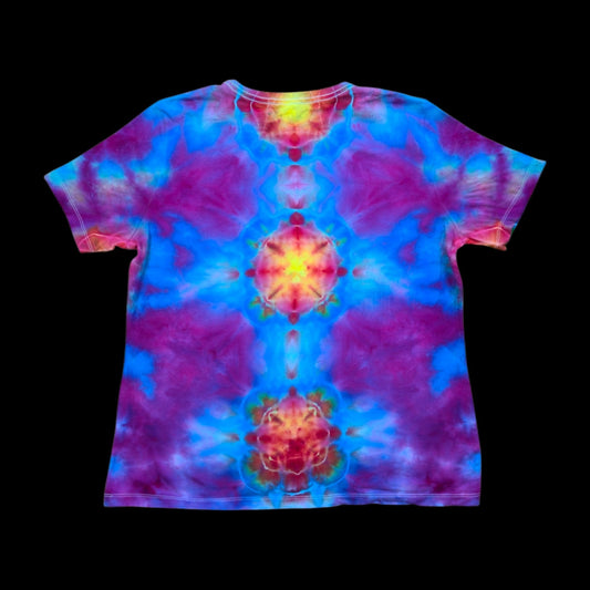 Mushroom Ice Dye V-Fold Tie Dye Women's T-Shirt — Women's Large