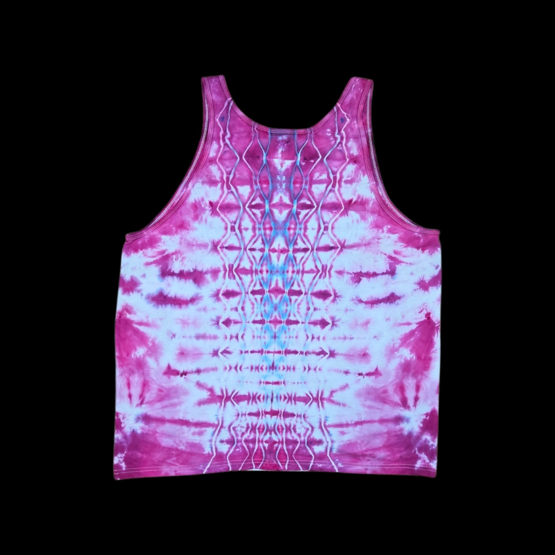 XL tie-dye tank top, pink with mandala
