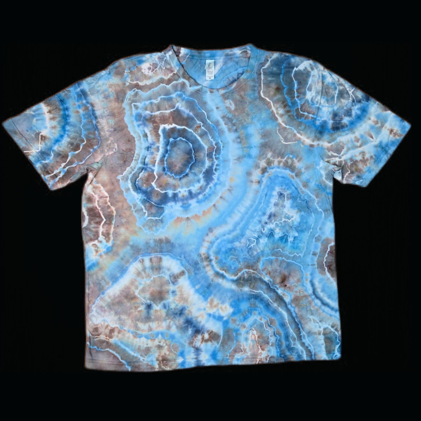 XL blue geode tie dye t-shirt, unisex extra large image 0