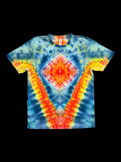 Fire Diamond & V Tie Dye Unisex T-Shirt — Unisex Small