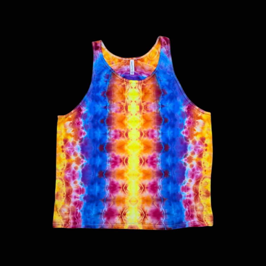 Rainbow Spine Ice Dye Tie Dye Unisex Tank Top — Unisex 2XL