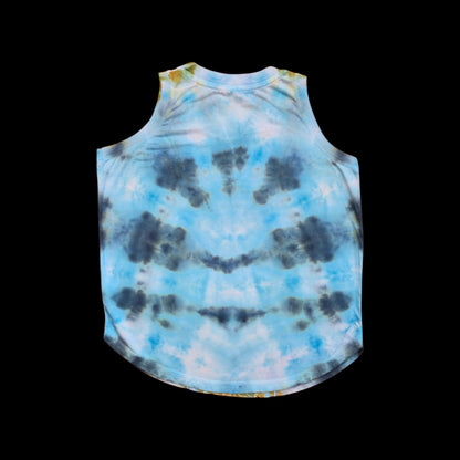 Back of the tank showing a soft sky-blue and gray cloud-like wash with scattered smoky pockets.