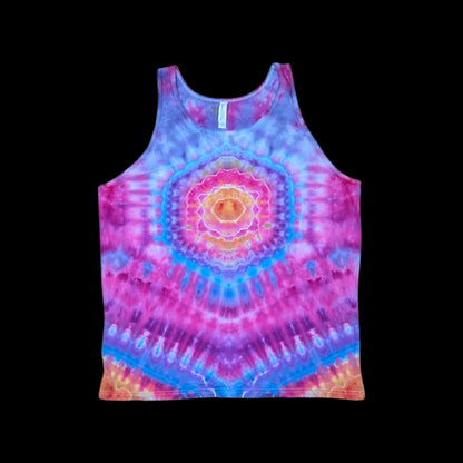 L tie dye tank top, hexagon mandala