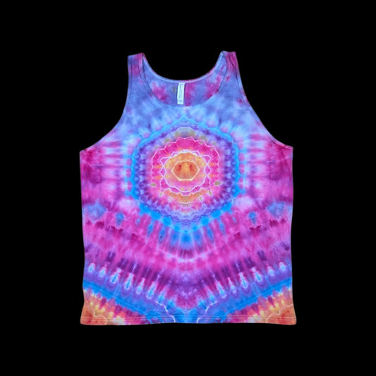 Hexagon Mandala Tie Dye Tank Top — Unisex Large