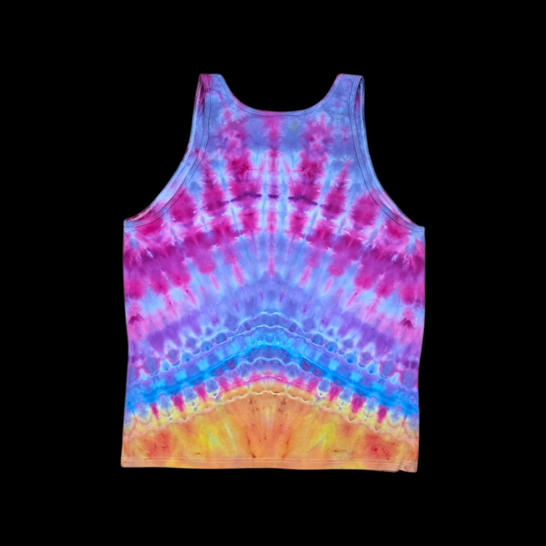 L tie dye tank top, hexagon mandala