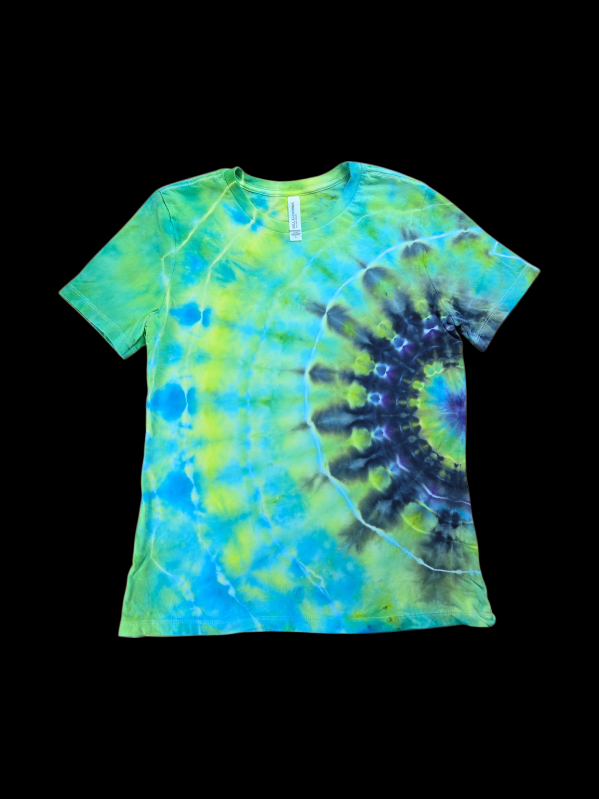 Side fan fold tie-dye t-shirt - women's small — Front — side fan fold