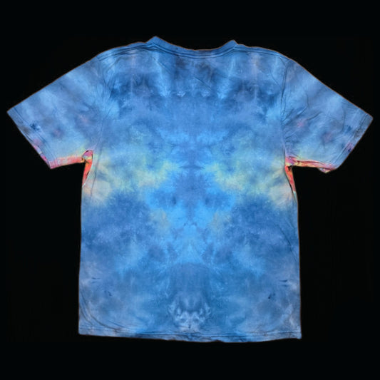 Large mushroom and rainbow tie dye t-shirt, unisex L image 1