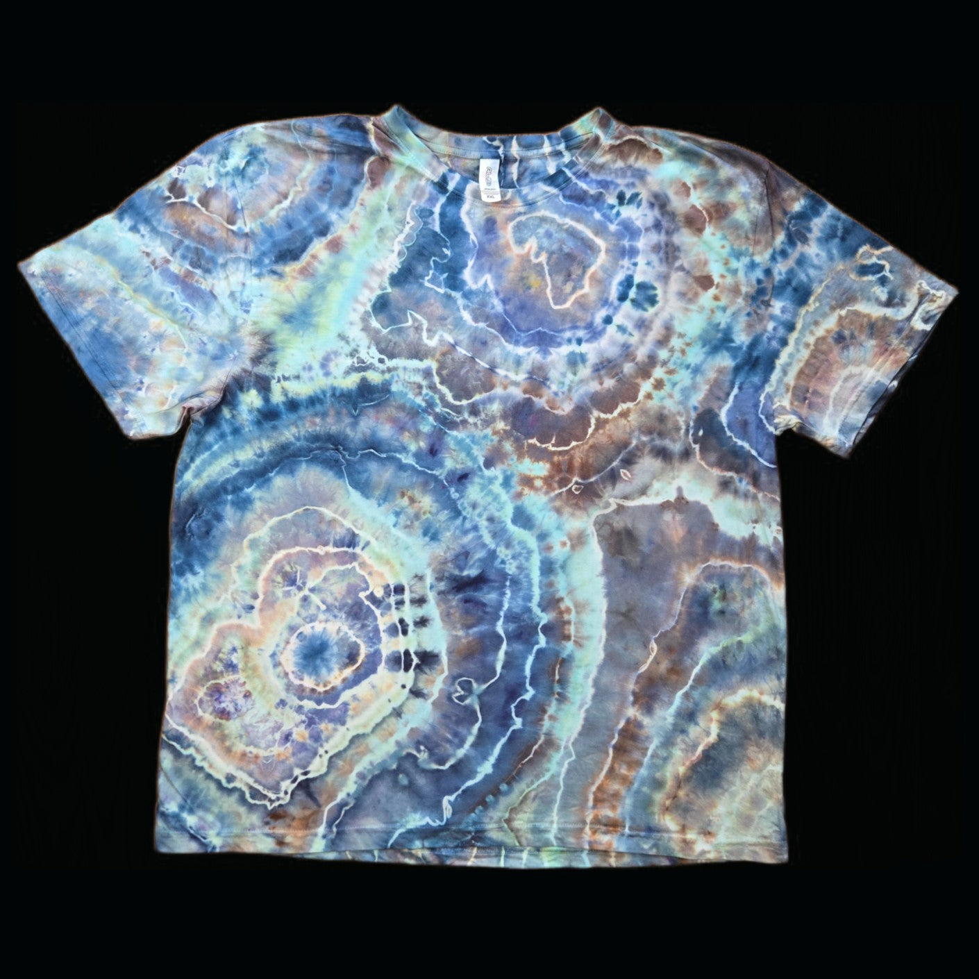 2XL blue green geode tie dye t-shirt, unisex XXL image 0