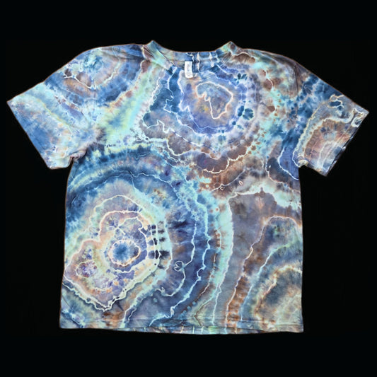2XL blue green geode tie dye t-shirt, unisex XXL image 0