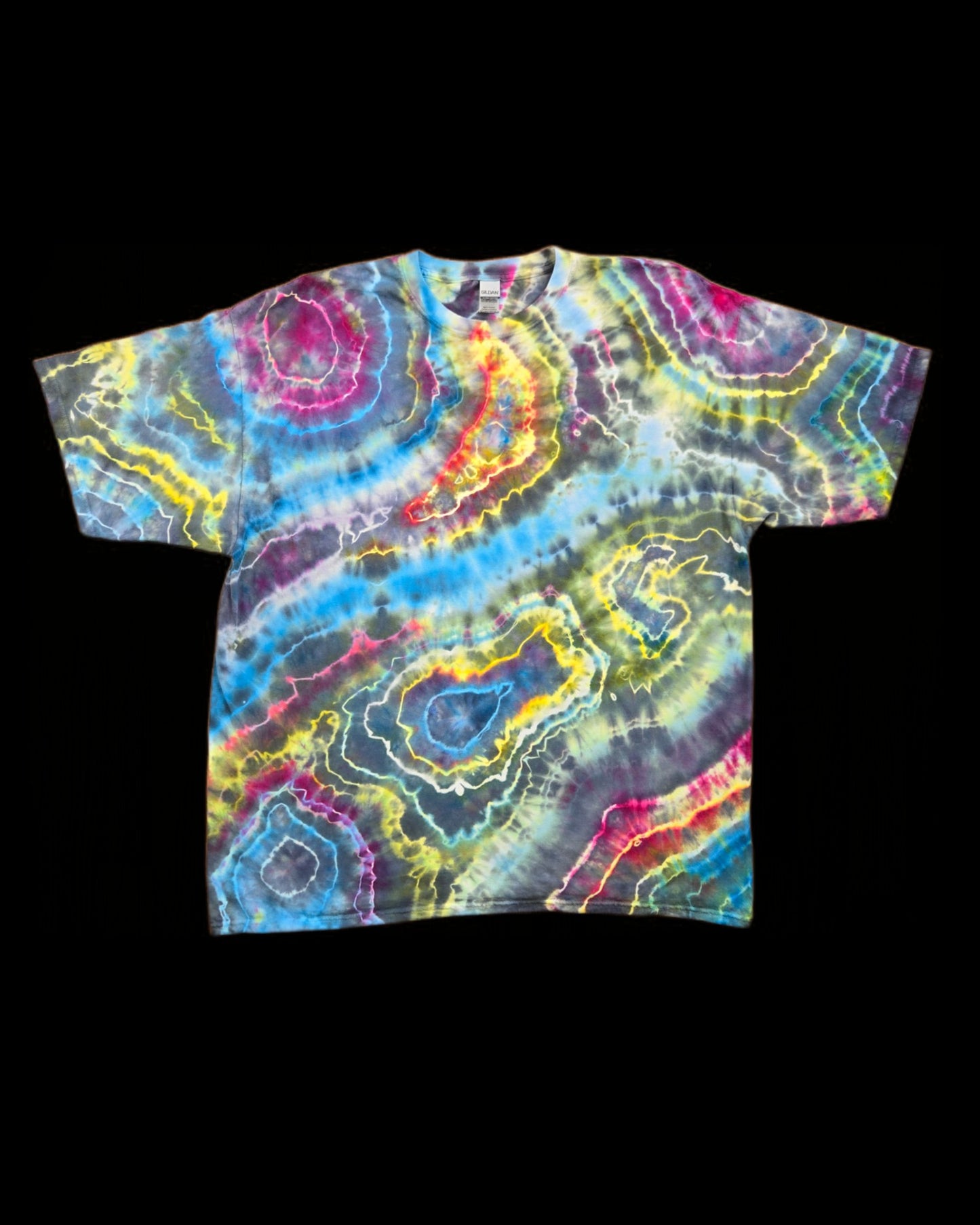 3XL rainbow geode tie dye t-shirt, triple XL unisex image 0