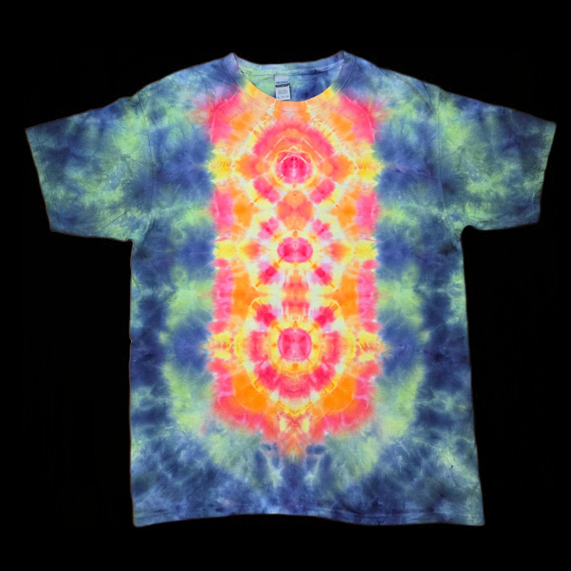 XL tie dye t-shirt, abstract mandala/totem design image 0