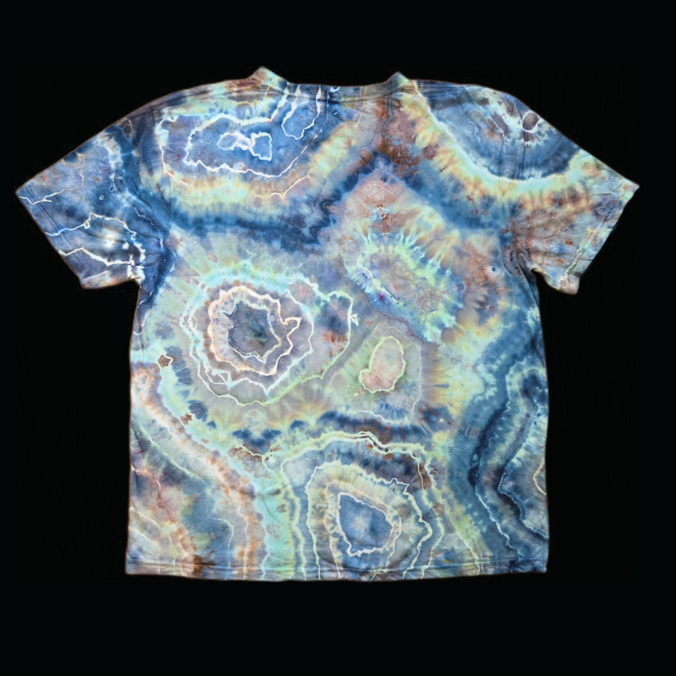 2XL blue green geode tie dye t-shirt, unisex XXL image 1