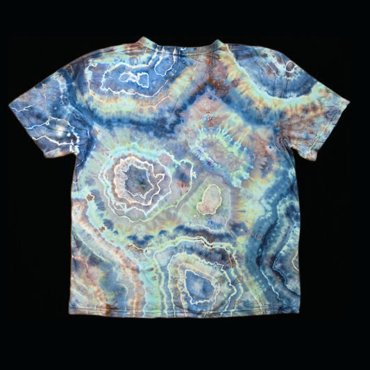 2XL blue green geode tie dye t-shirt, unisex XXL image 1