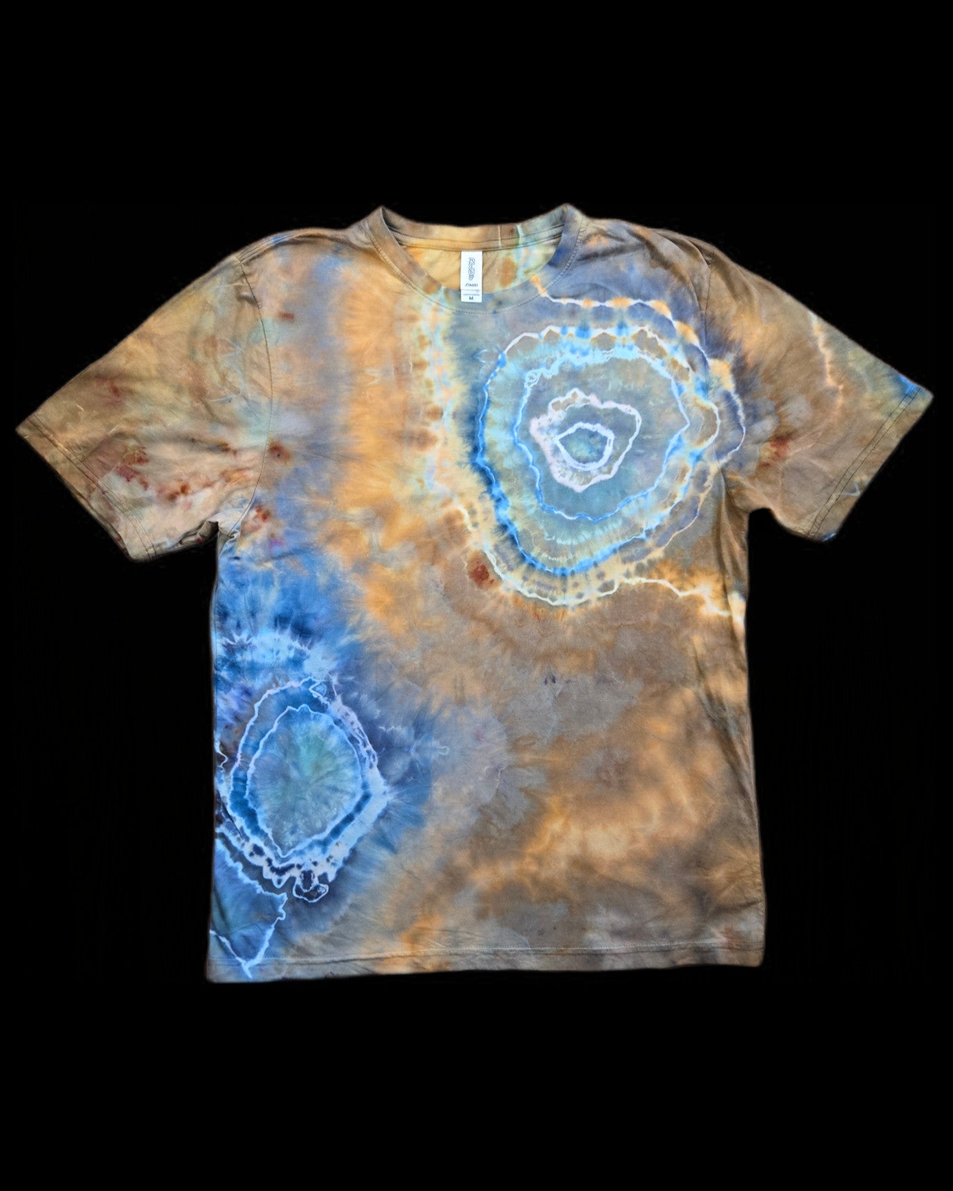 Medium blue brown geode tie dye t-shirt, unisex M image 0