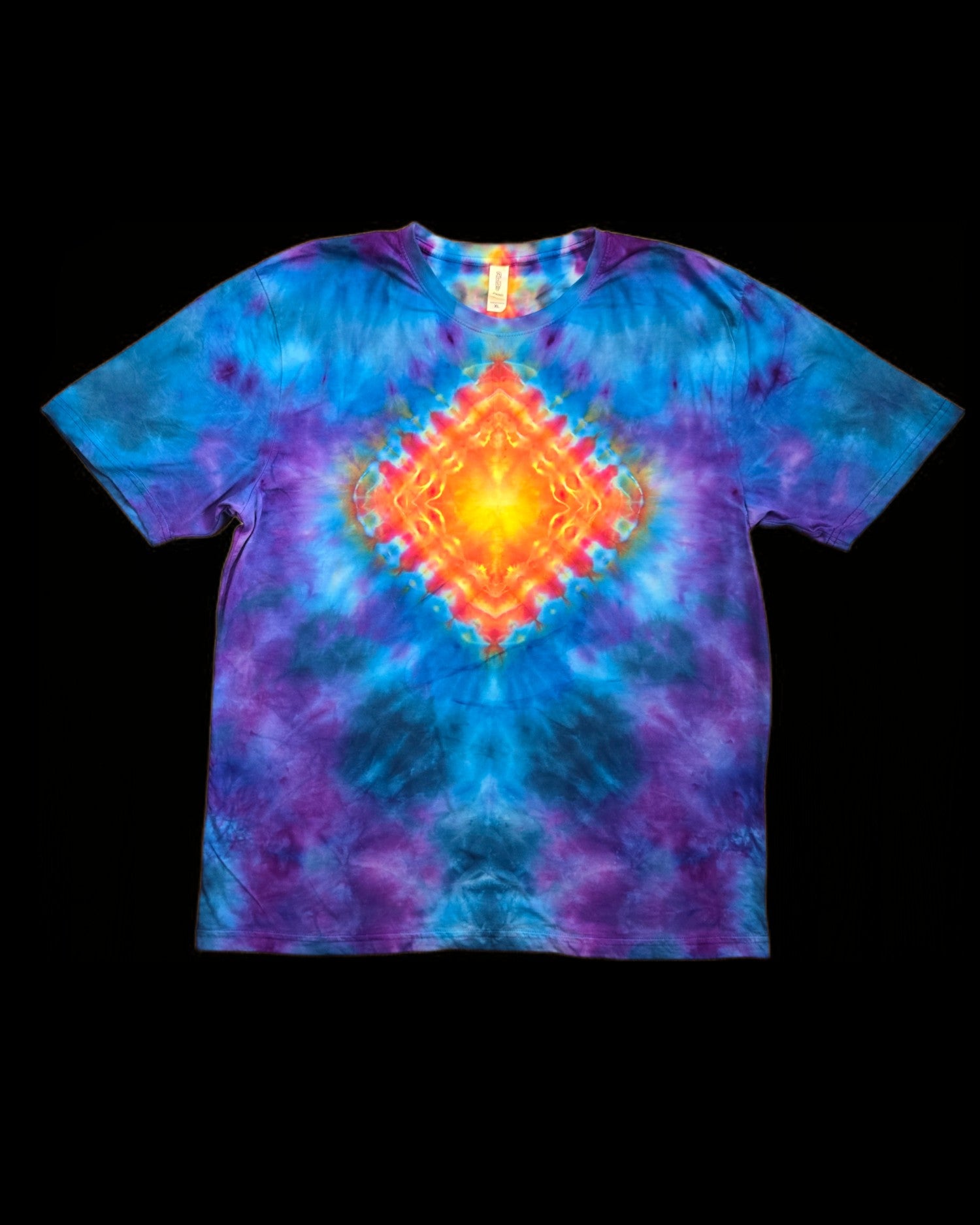 XL diamond mandala and spine tie dye t-shirt, unisex extra large tiedye image 0