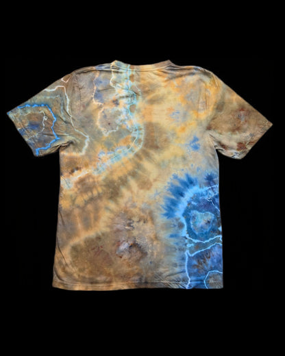 Medium blue brown geode tie dye t-shirt, unisex M image 1