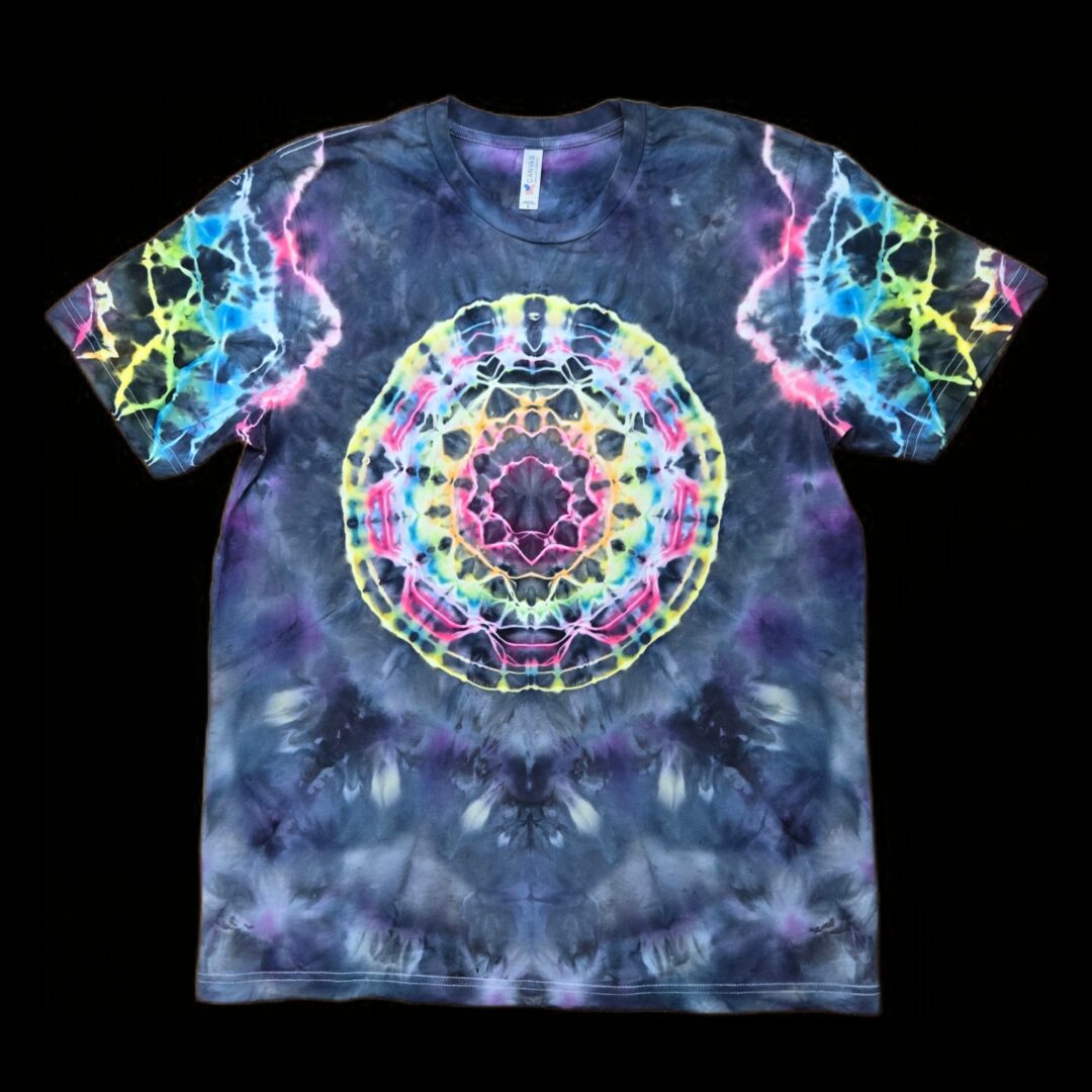 XL blacked out rainbow mandala tie-dye t-shirt image 0