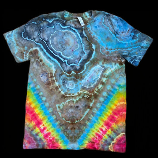 L geode with rainbow tie-dye t-shirt image 0