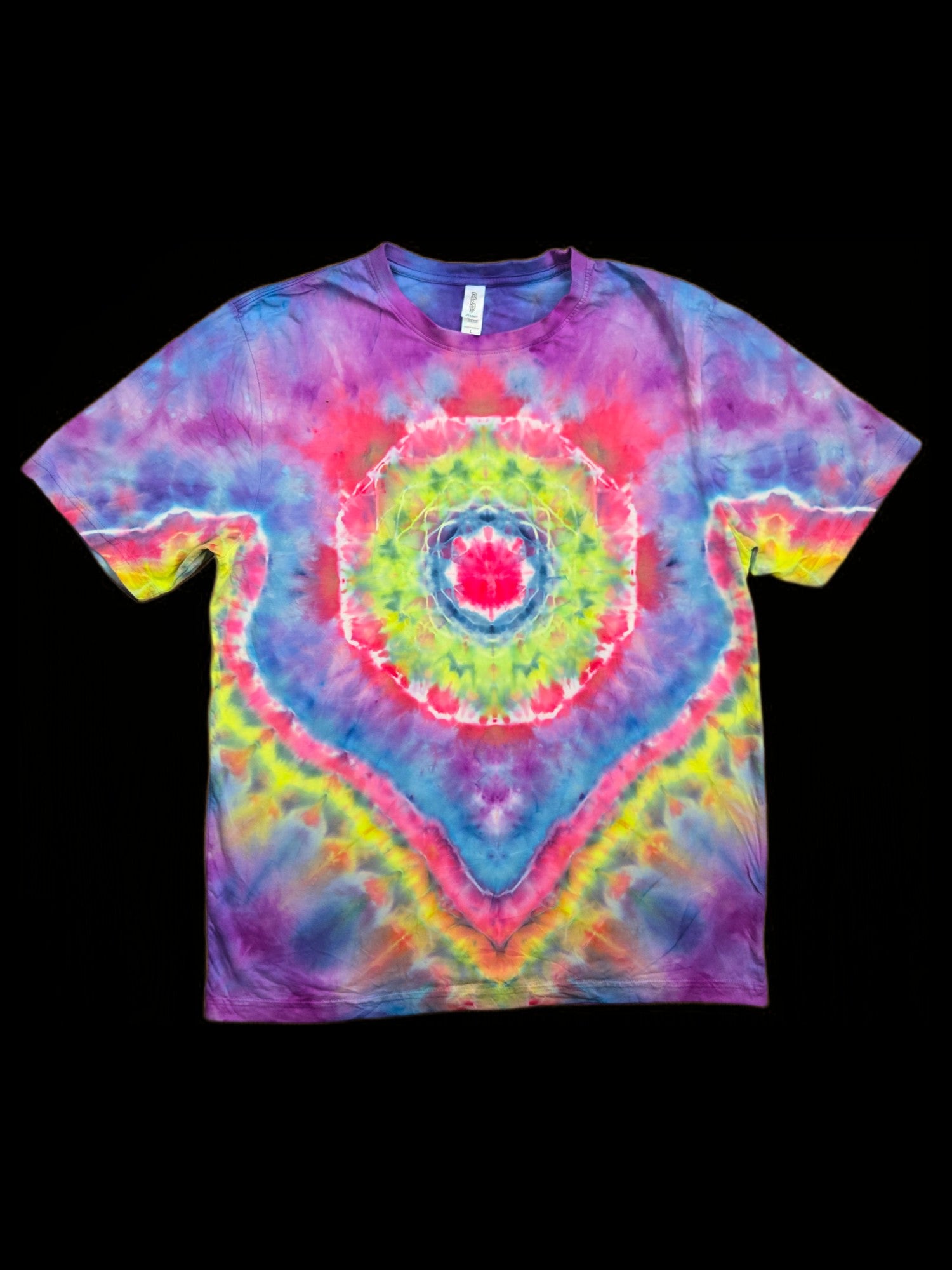 L bright mandala tie dye t-shirt, unisex large image 0
