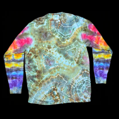 Large geode w rainbow sleeves long-sleeve tie dye image 1