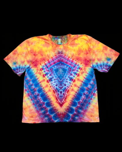 3XL diamond mandala, V, and spine tie dye t-shirt, unisex