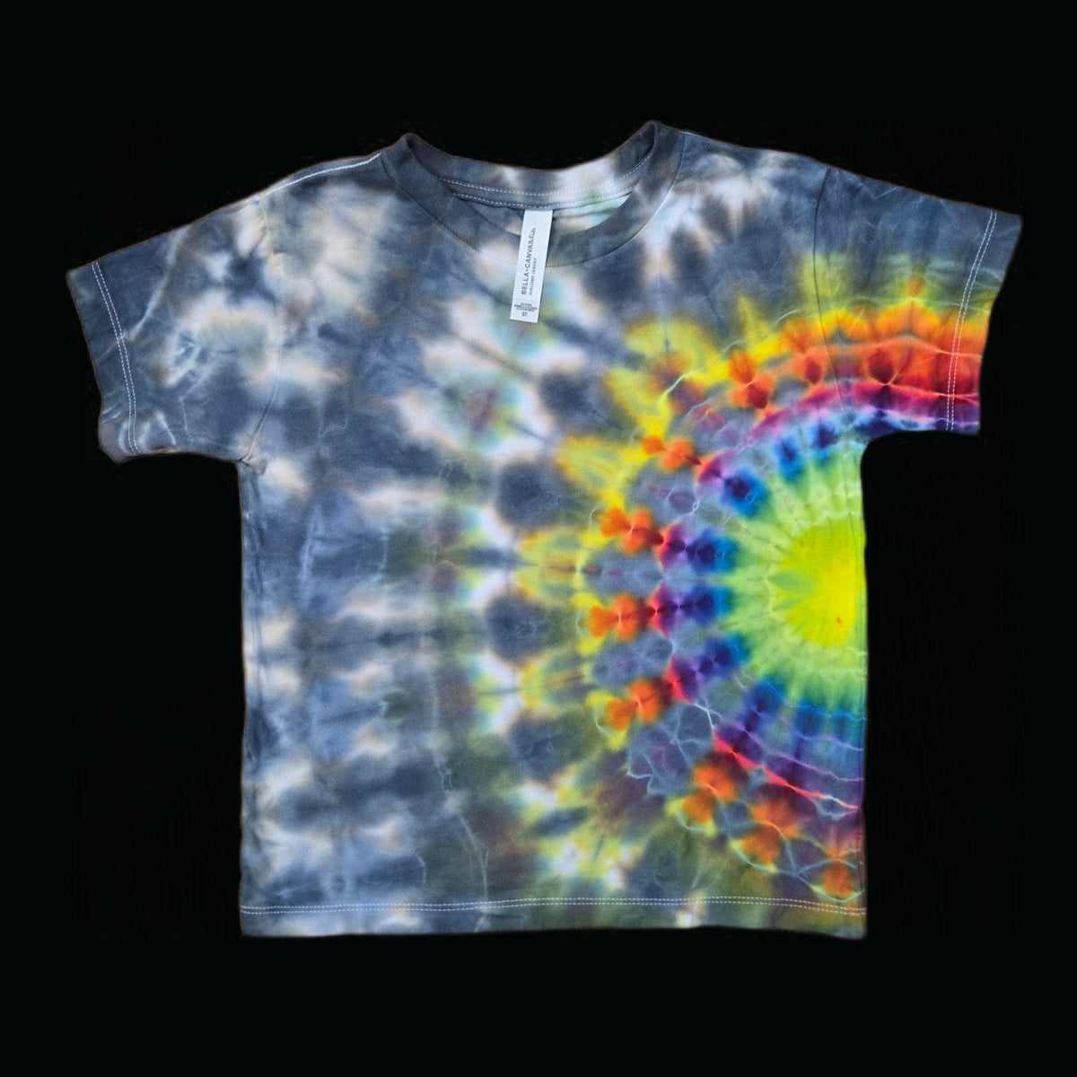 Side fan fold tie-dye t-shirt - unisex 5T — Front — side fan fold