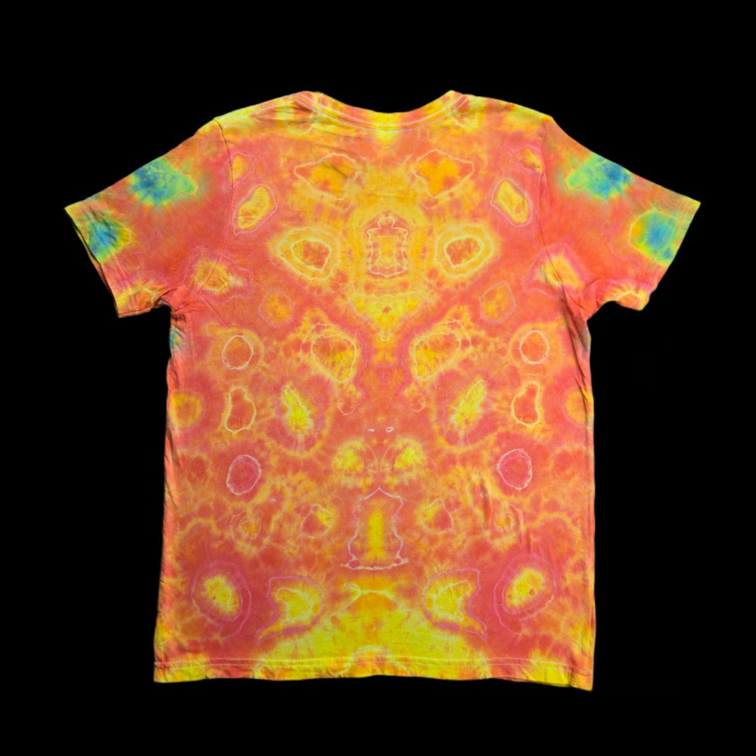 mandala Tie Dye T-Shirt — blue orange yellow red — Kids Youth XL — Back — Kenney-style