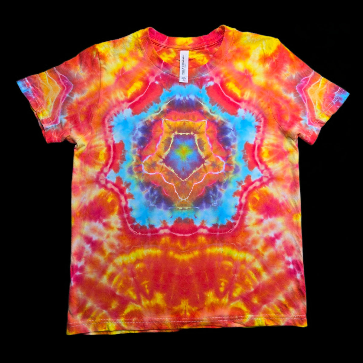 Pentagon mandala tie-dye t-shirt - unisex large — Front — pentagon mandala