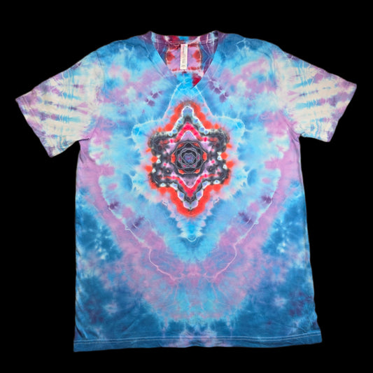 6-Pointed star mandala tie-dye t-shirt - unisex large — Front — 6-pointed star mandala