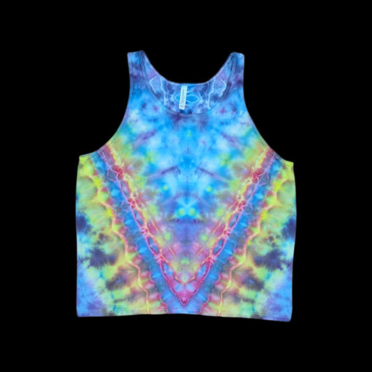 Rainbow-ish V Tie Dye Tank Top — Unisex Large
