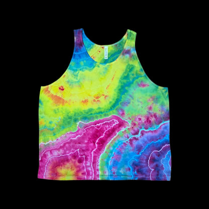 2XL rainbow geode tie dye tank top, unisex