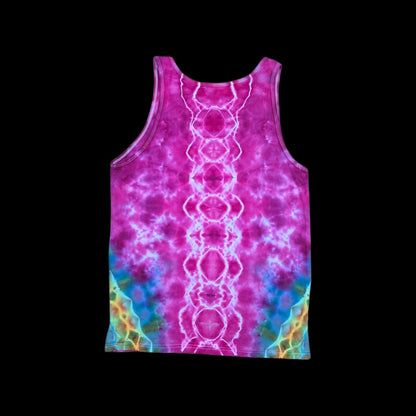 S inverted V tie dye tank top, unisex small tie-dye shirt