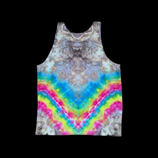 Rainbow V Tie Dye Tank Top — Unisex Large