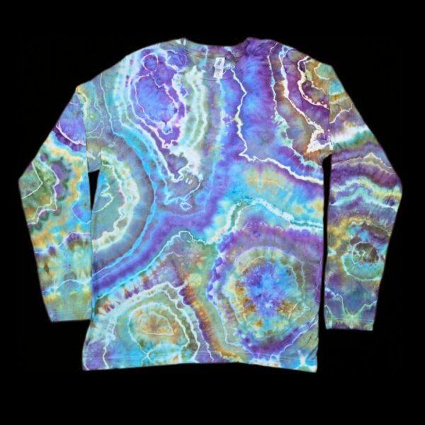 L rainbow fluorite looking geode long-sleeve
