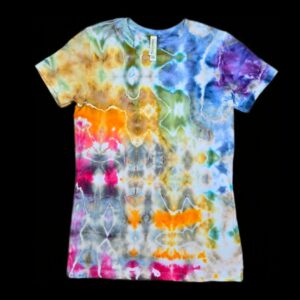 L women's slim fit rainbow glitch