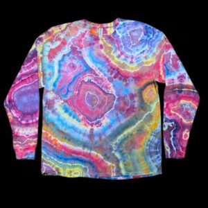 XL rainbow geode tie-dye long-sleeve t-shirt