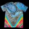 L geode with rainbow tie-dye t-shirt