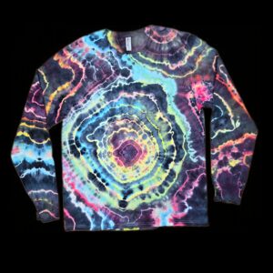 Large blacked out rainbow geode tie dye long sleeve t-shirt