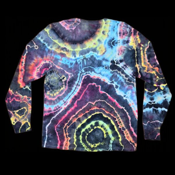 Large blacked out rainbow geode tie dye long sleeve t-shirt