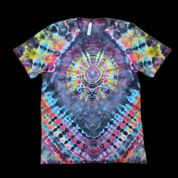 L blacked out rainbow mandala tie-dye t-shirt
