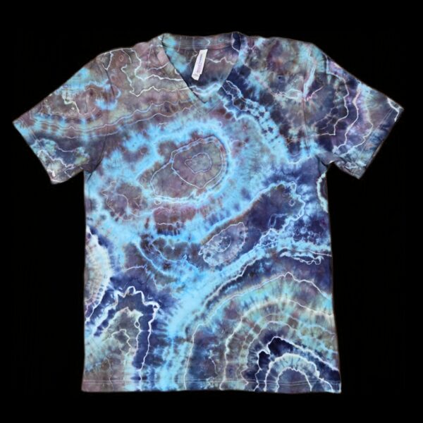 L blue geode tie dye v-neck