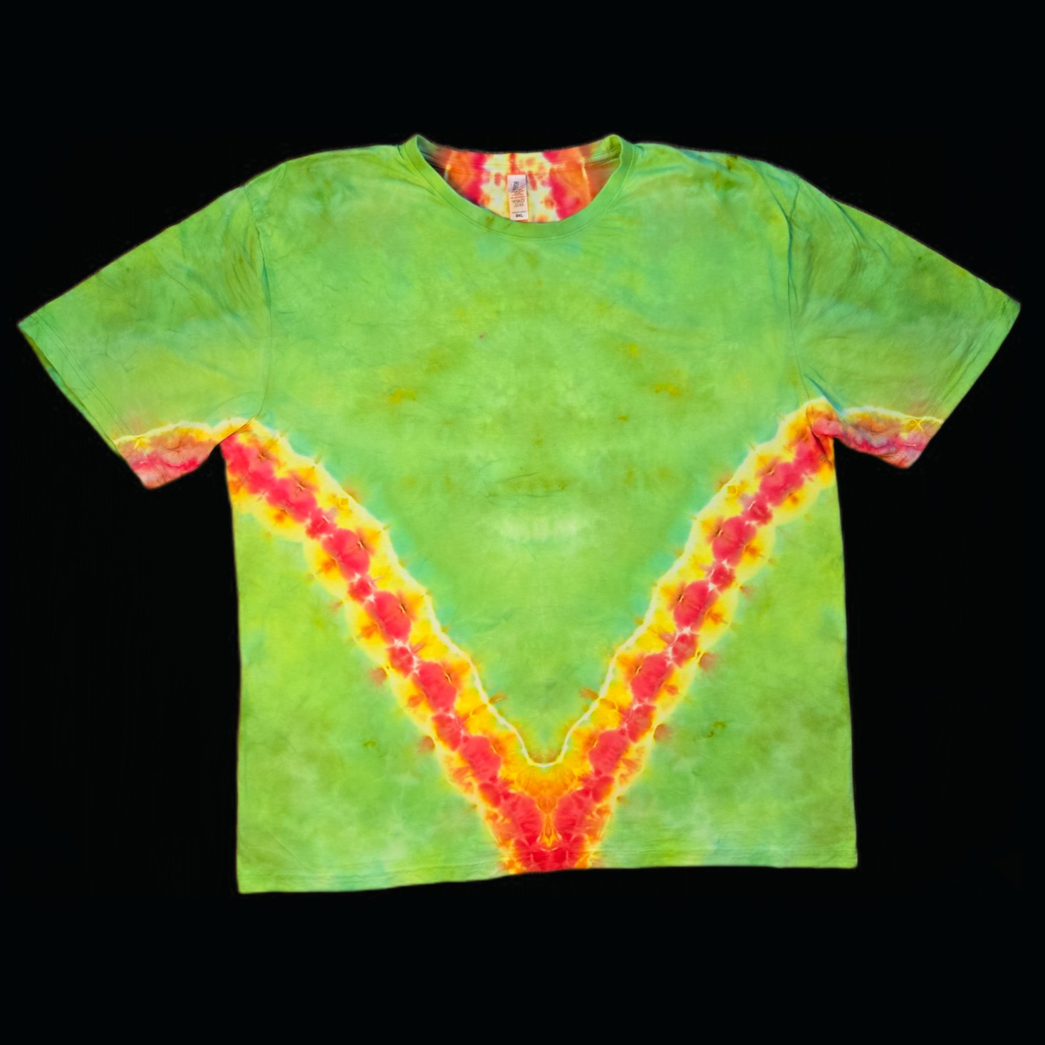 3XL rasta V with spine tie dye t-shirt, unisex | Pharmacodynamic Dyes